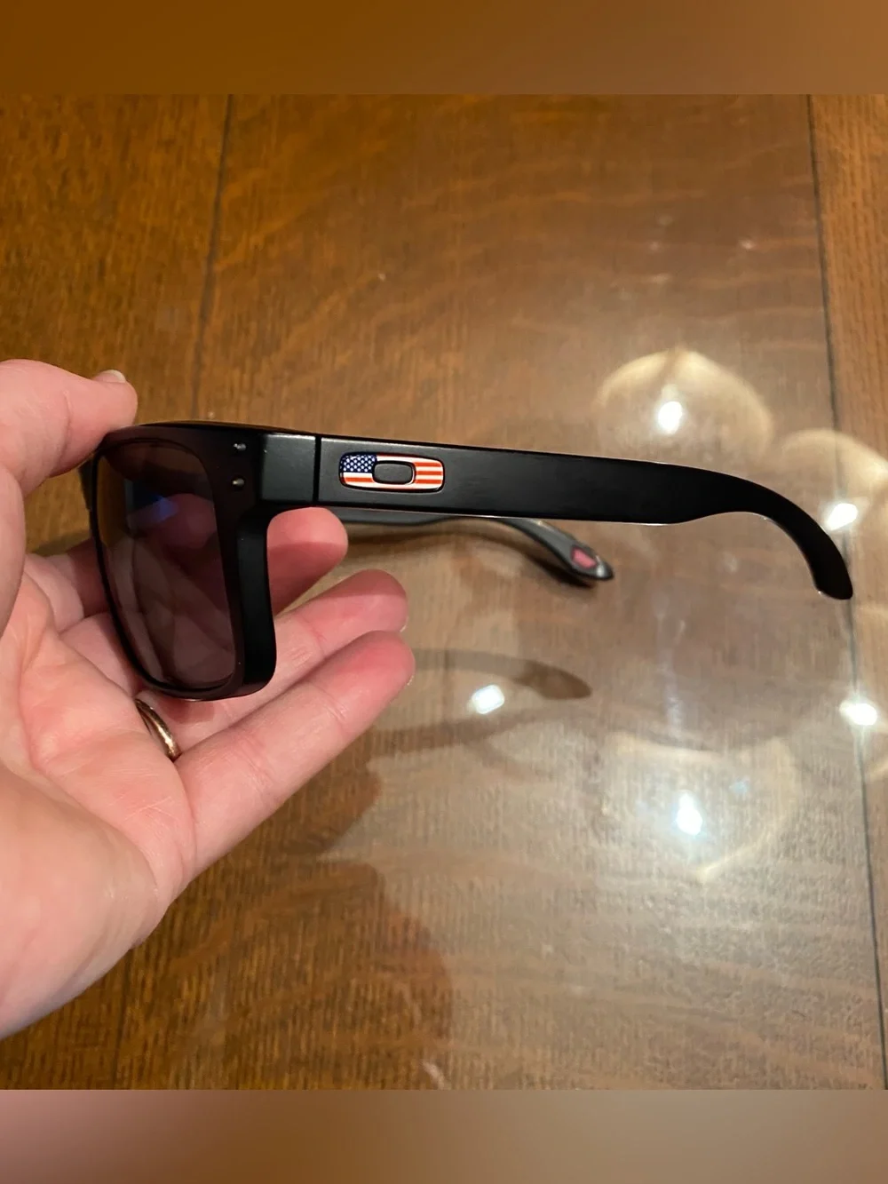 Oakley Holbrook Sunglasses Matte Black USA Flag Logo OO9102-E655 Mens